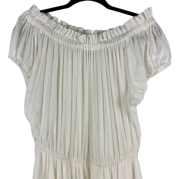 NWT NSF Niara Sz L Women's Short Sleeve Peasant Dress in White - Picture 3 of 16